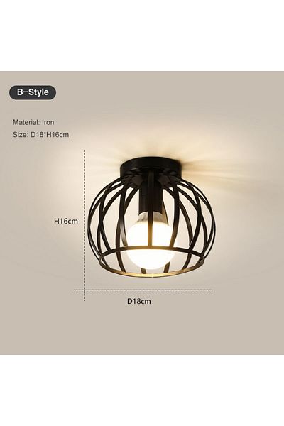 Choice B No Bulb Vintage E27 Ceiling Lights Ceiling Lamps For Corridor Foyer Aisle Black Metal Indoor Cage