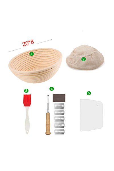 Choice مع بطانة 20 × 8 - 5 قطع سلة خبز من الخيزران سلة خبز بيضاوية من الخيزرا...