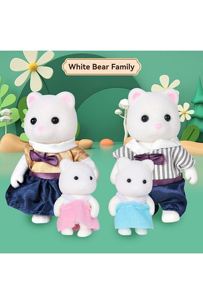 Choice White Bear Family Forest Animal Family 1/12 Dollhouse Furniture Bedroom Kitchen Bathroom Set Miniatu