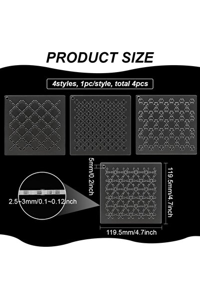 choice2 AECH-25335 4 قطع من قوالب الساشيكو المصنوعة من الأكريليك لتطريز الصلي...