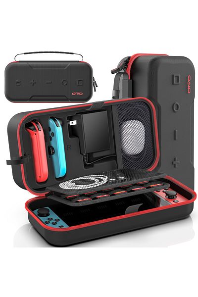 Choice Red-for US Plug OIVO Large Storage Bag for Switch Portable Carrying Protectiv Case Anti-Scratch Wate