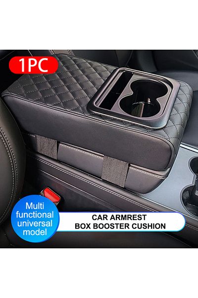 Choice black SEAMETAL Car Armrest Box Cushion PU Leather Thicken Center Console Cover Elbow Support Univers