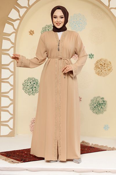 Neva Style Hijab din piele cu fermoar Abaya 45297TEN
