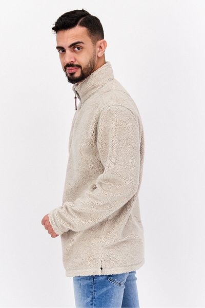 True Grit Men Sherpa Half Zip Sweater, Sandstone