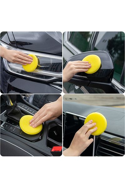 Choice 6PCS 6PCS Welt waxing sponge Car Wash Beauty High-density small round sponge car polishing waxing sp