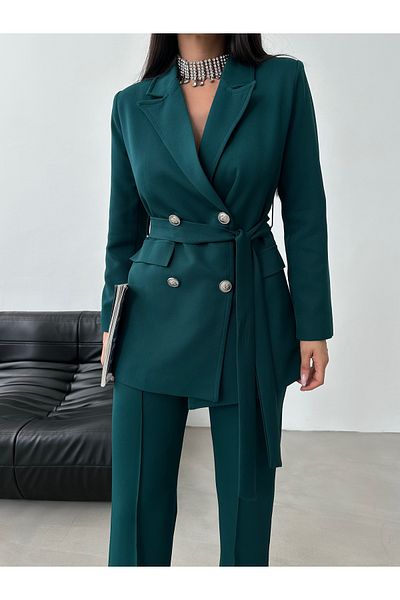 Bella Breeze Women's Tie up Blazer Jacket Pants Suit