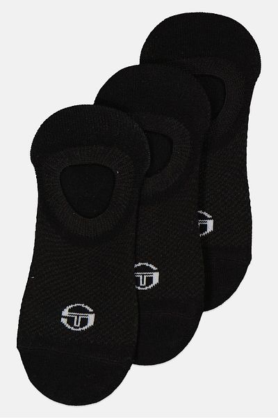 Sergio Tacchini Women 3 Pair Brand Logo Invisible Socks, Black