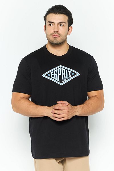 Esprit Men Crew Neck Short Sleeves Graphic Print T-shirt, Black