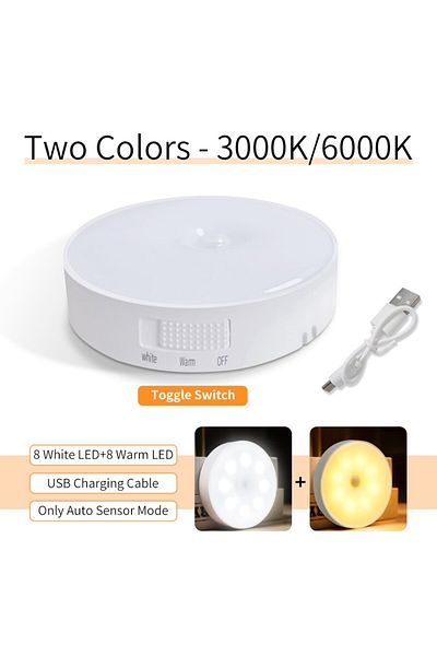 MeeToo Two Colors in One Rechargeable LED Under Cabinet Lights Motion Sensor Night Light Smart Lamp Stairs