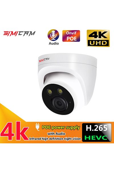SIMICAM 3.6mm Super 4mp Poe 4k 8mp Ip Camera Surveillance Poe Onvif H265 Audio Dome Onvif Hd Night Vision H