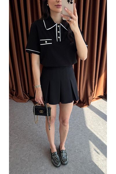 HAZELANNA Black Shorts Skirt