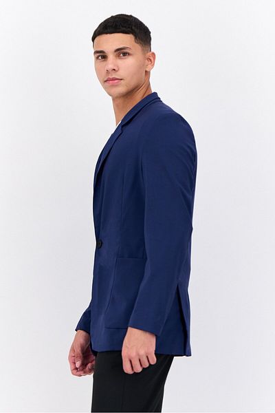 Hugo Boss Men Slim Fit Plain Semi Formal Blazer, Navy