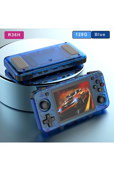 BOYHOM وحدة تحكم ألعاب الفيديو R36H باللون الأزرق 128 جيجابايت من BOYHOM باللون الأخضر R36H شاشة IPS مقاس 3.5 بوصة RK3326 3000 مللي أمبير في الساعة Open Linu