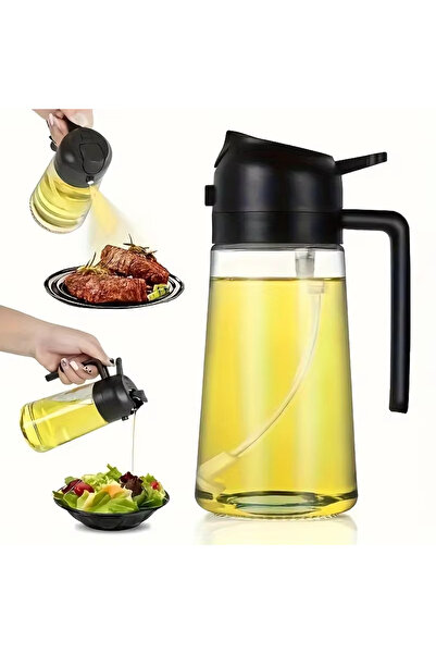 Choice black 2in1 470ml Glass Spray Oil Sprayer Bottle Spray Oil Dispenser Oil Jar Cruet BBQ Kitchen Cookin