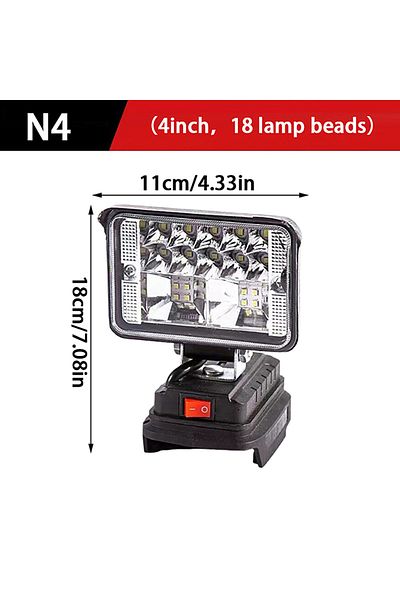 Choice 4inch For Dewalt 20v Li-ion Battery Led Work Light 3/4 Inch Flashlight Portable Emergency Flood Lamp