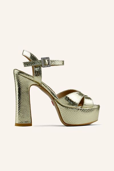 MARCATELLI Gold Print Heeled Shoes