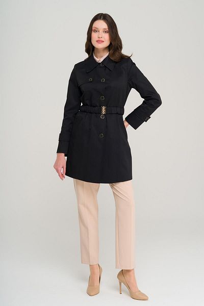 Olcay Water Repellent Belt Drawstring Lined Short Trench Coat Black 6684