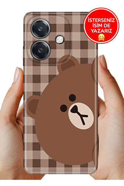 OPPO A3 4g Oppo Kılıf Desenli Baskılı Kamera Korumalı Silikon Ekose Bear