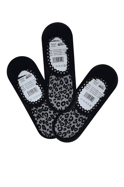 PJ & Me Set de 3 șosete de balerină din tul cu model leopard