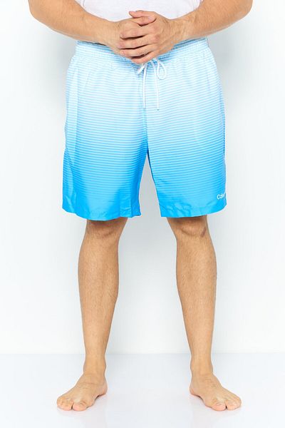Calvin Klein Men Drawstring Stripe Board Shorts, Light Blue