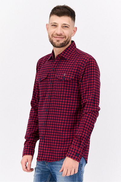 AMERICAN EAGLE Men Regular Fit Plaid Long Sleeve Casual Shirt, Red
