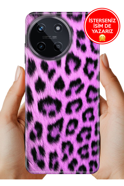 realme 11 4G Kılıf Desenli Baskılı Kamera Korumalı Silikon Mor Kürk
