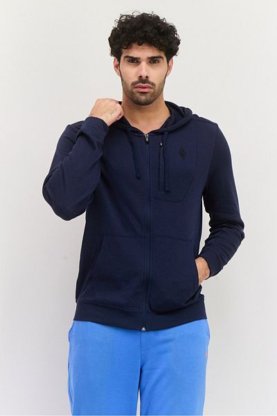 SKECHERS Men Sportswear Fit Long Sleeves Outdoor Hoodie, Navy
