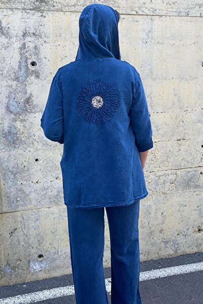 Mia Butik Women's Sun Linen Navy Blue Suit