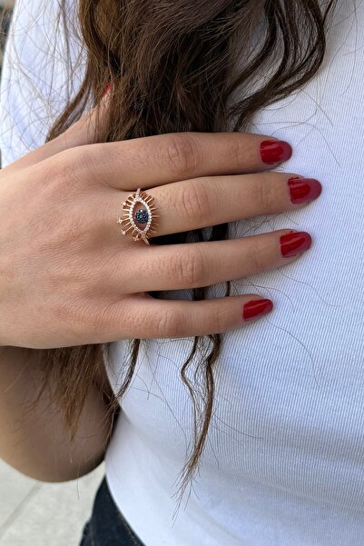 Genel Markalar 925 AYAR KİRPİKLİ GÖZ İTALYAN MODEL ROSE RENGİ GÜMÜŞ YÜZÜK