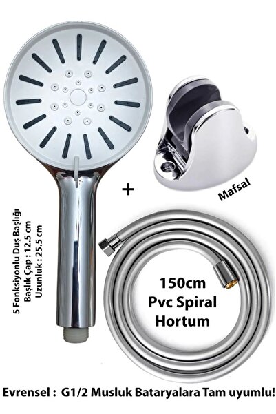 Genel Markalar Güneş 5 Fonksiyonlu Duş Başlığı Mafsal Ve 150cm Güçlü hortum D...