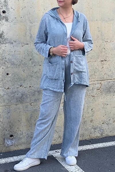 Mia Butik Women's Sun Linen Gray Suit