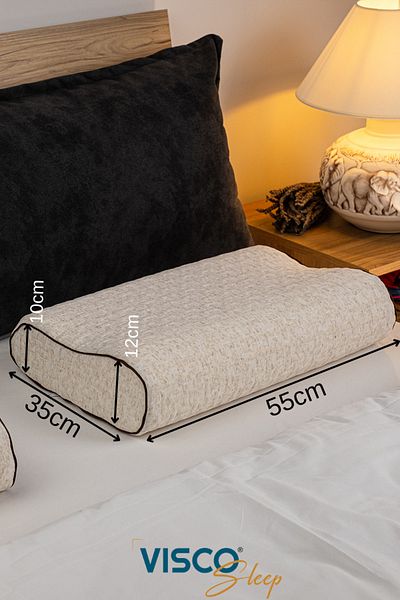 visco sleep Pernă Visco Pernă Ortopedică Cu Husă De In Organic Suport Gât Velicia Visko 55x35x12-10 cm