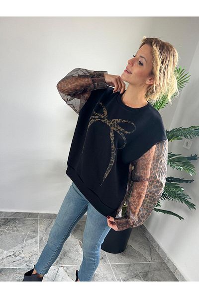 MODA Leopard Detailed Sweatshirt