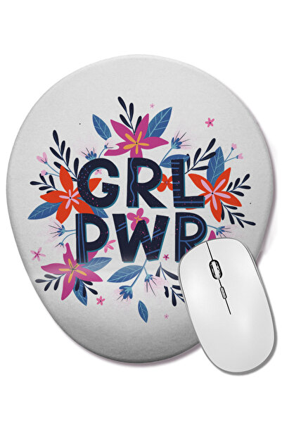 BASKI DÜNYASI Mouse Pad oval Grl Pwr Girly Power cu suport pentru încheietura...