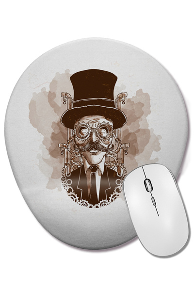 BASKI DÜNYASI Mouse Pad oval cu suport pentru încheietura mâinii Steampunk