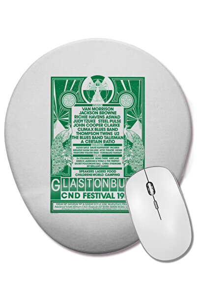 BASKI DÜNYASI Poster Festivalul Glastonbury 1982 Mouse Pad oval cu suport pen...