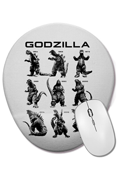 BASKI DÜNYASI Robzilla Godzilla Years Mouse Pad oval cu suport pentru încheietura mâinii