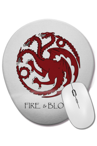 BASKI DÜNYASI Casa Targaryen are foc și sânge Mouse Pad oval cu suport pentru încheietura mâinii