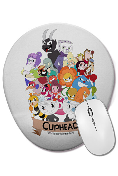 BASKI DÜNYASI Cuphead 05 Mouse Pad oval cu suport pentru încheietura mâinii