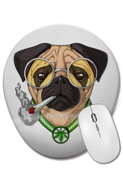 BASKI DÜNYASI Mouse Pad oval cu suport pentru încheietura mâinii, cu câine pu...