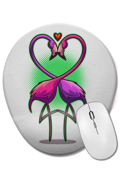 BASKI DÜNYASI Οβάλ ποντίκι με υποστήριξη καρπού Love Birds Flamingo 2