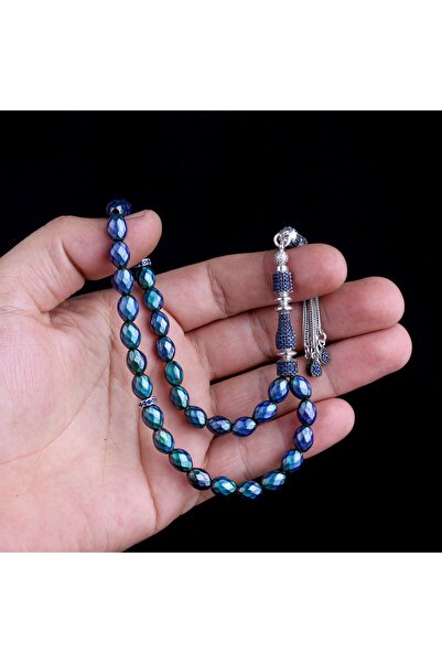 TAKI925 حجر الزركون، شرابة فضية، متغيرة اللون، قطع الشعير، حبة الصلاة الحجرية