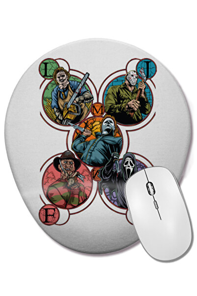 BASKI DÜNYASI Mouse Pad oval Slashers Halloween Monsters cu suport pentru înc...