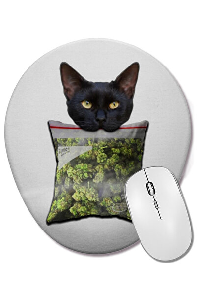 BASKI DÜNYASI Stoner Lucky Черната котка Подложка за китката Овална подложка ...