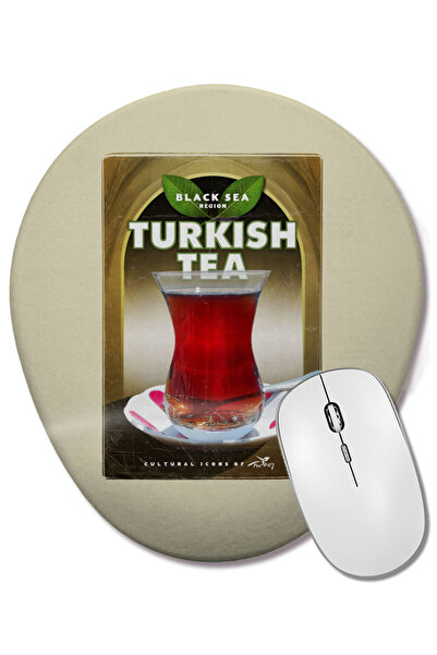 BASKI DÜNYASI Mouse Pad oval cu suport pentru încheietura mâinii, cu ceai tur...