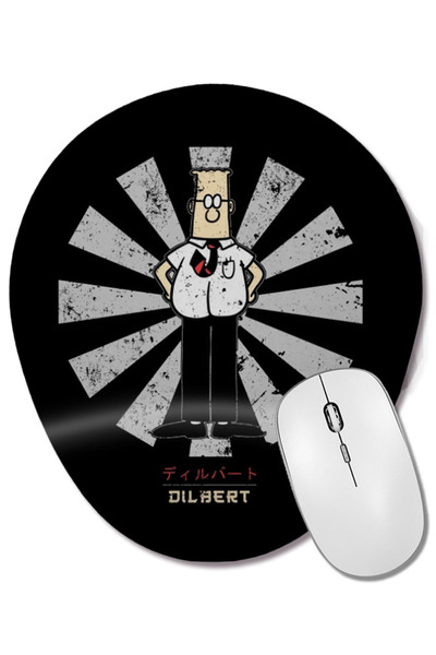 BASKI DÜNYASI Pad de mouse oval Dilbert Retro Japonez cu suport pentru închei...