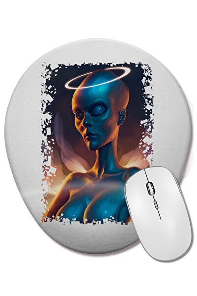 BASKI DÜNYASI Mouse Pad oval Angel Alien cu suport pentru încheietura mâinii