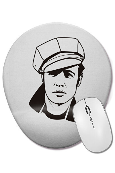 BASKI DÜNYASI Mouse Pad oval Marlon Brando cu suport pentru încheietura mâinii