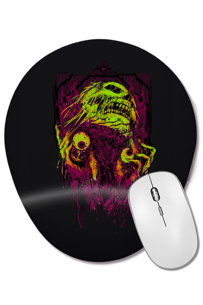 BASKI DÜNYASI Mouse Pad oval Death Caveira cu suport pentru încheietura mâinii