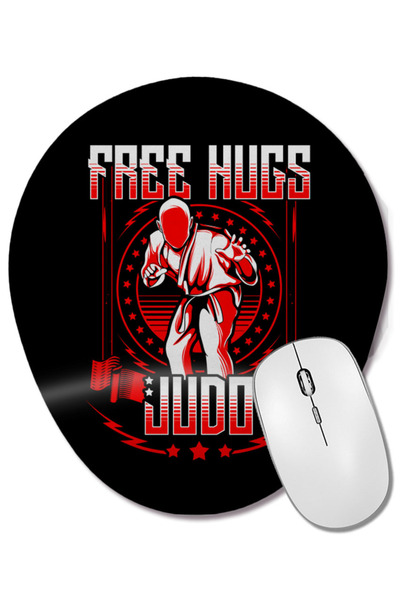 BASKI DÜNYASI Funny Free Judo Hugs MMA Mixed Martial Arts Pun Mouse Pad oval ...